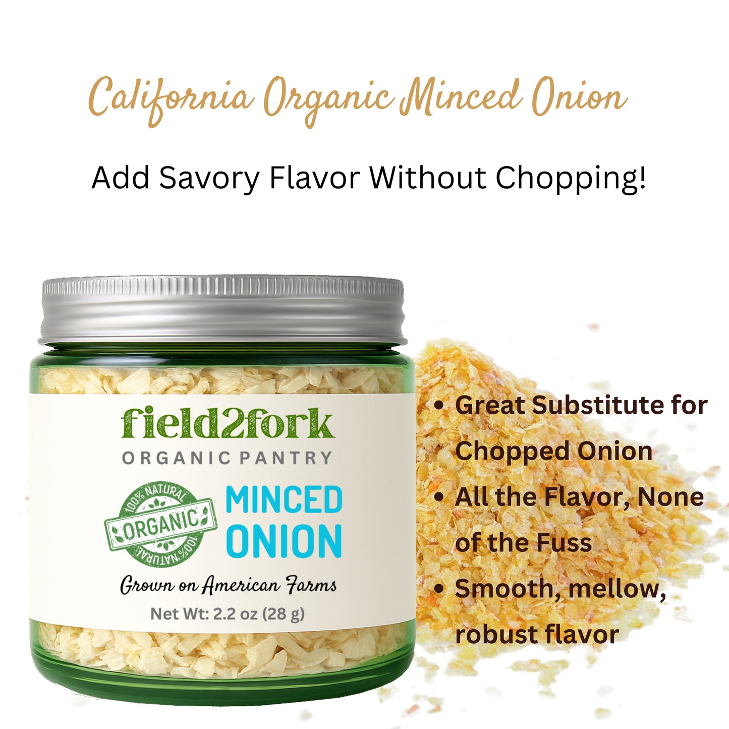 Organic Minced Onion – Mellow, Savory & Ready to Sprinkle