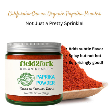 Organic Paprika Powder - Small Batch, Gluten-Free Clean-Label Seasoning