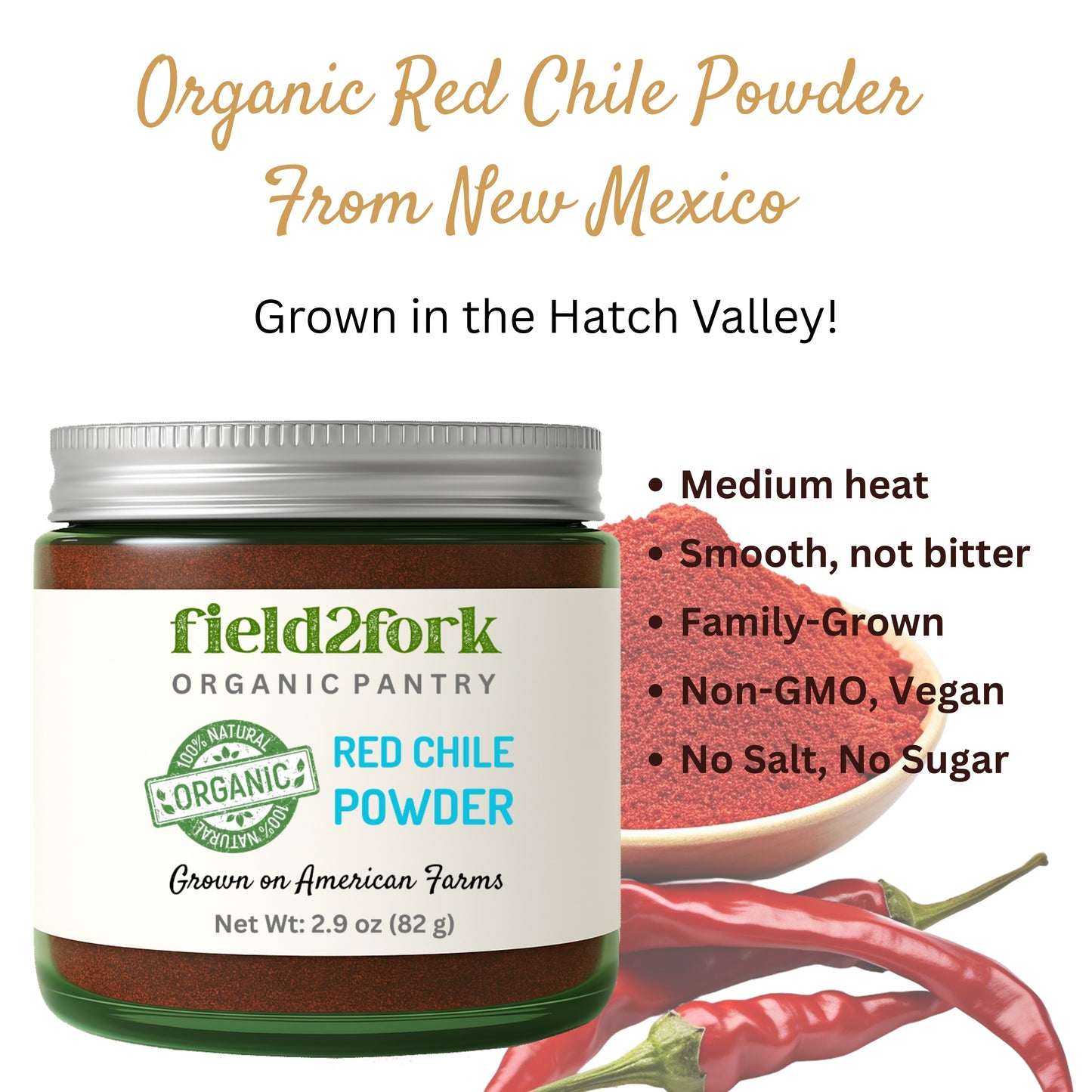 Organic Red Chile Powder - Single-Ingredient Spice, Clean Food